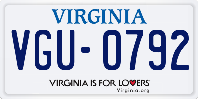 VA license plate VGU0792