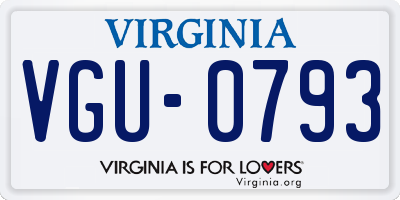 VA license plate VGU0793
