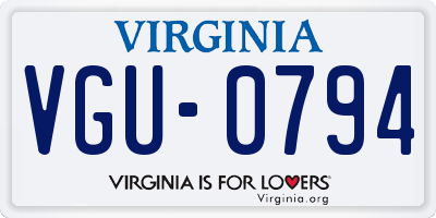 VA license plate VGU0794