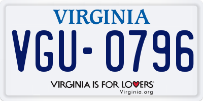 VA license plate VGU0796