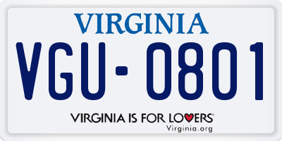 VA license plate VGU0801