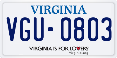 VA license plate VGU0803