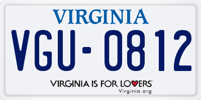 VA license plate VGU0812