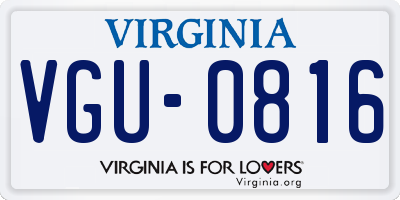 VA license plate VGU0816
