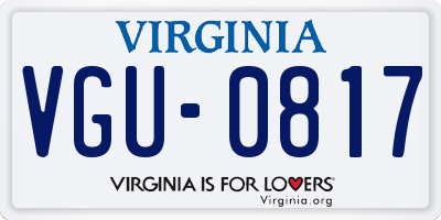 VA license plate VGU0817