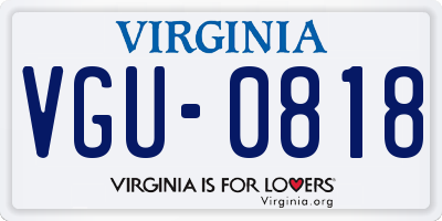 VA license plate VGU0818