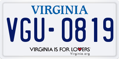 VA license plate VGU0819