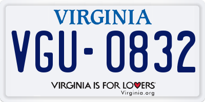 VA license plate VGU0832