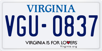 VA license plate VGU0837