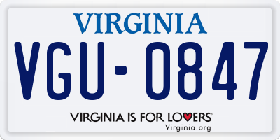 VA license plate VGU0847