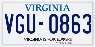 VA license plate VGU0863