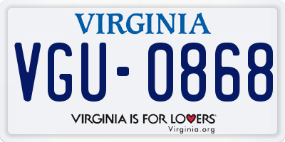 VA license plate VGU0868