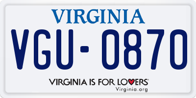 VA license plate VGU0870