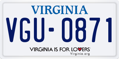 VA license plate VGU0871