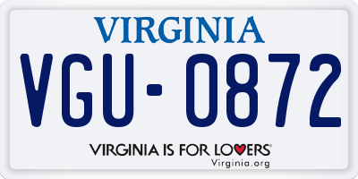 VA license plate VGU0872
