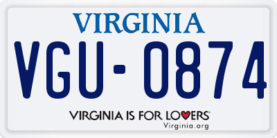 VA license plate VGU0874