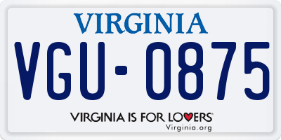 VA license plate VGU0875