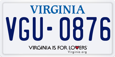VA license plate VGU0876