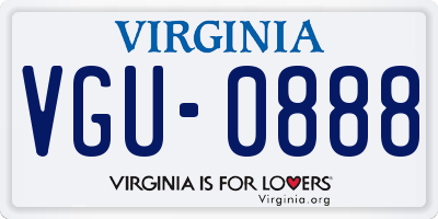 VA license plate VGU0888