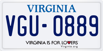VA license plate VGU0889