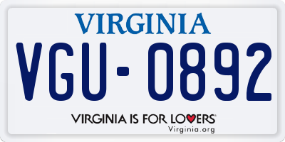 VA license plate VGU0892
