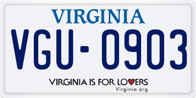 VA license plate VGU0903