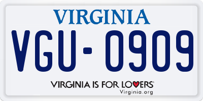 VA license plate VGU0909