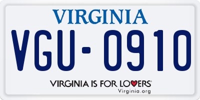 VA license plate VGU0910
