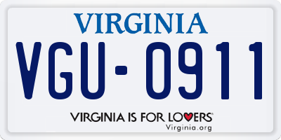 VA license plate VGU0911