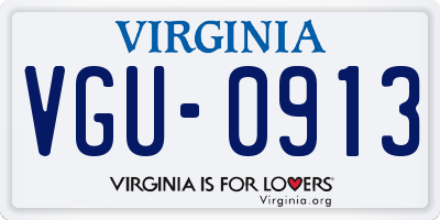 VA license plate VGU0913