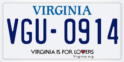 VA license plate VGU0914