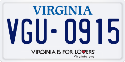 VA license plate VGU0915