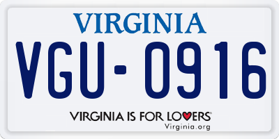 VA license plate VGU0916
