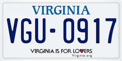 VA license plate VGU0917