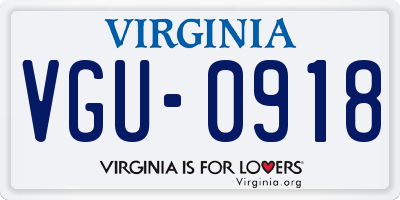 VA license plate VGU0918