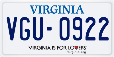 VA license plate VGU0922