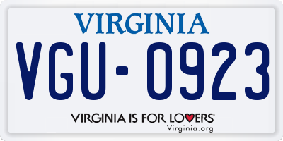 VA license plate VGU0923