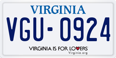 VA license plate VGU0924