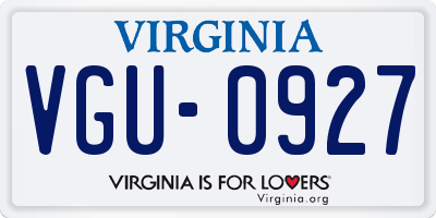 VA license plate VGU0927