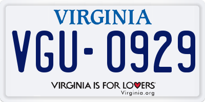VA license plate VGU0929