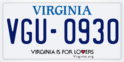 VA license plate VGU0930