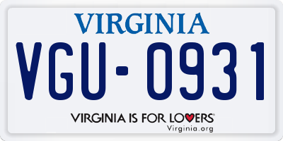 VA license plate VGU0931