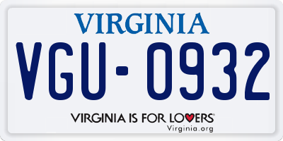 VA license plate VGU0932