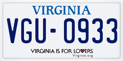 VA license plate VGU0933