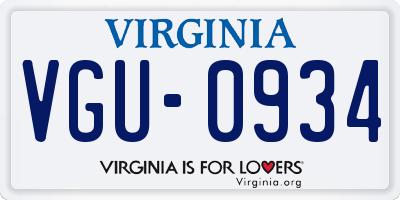 VA license plate VGU0934