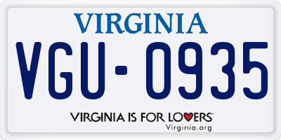 VA license plate VGU0935