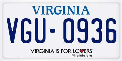 VA license plate VGU0936