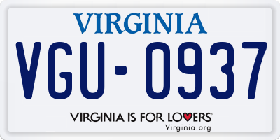 VA license plate VGU0937