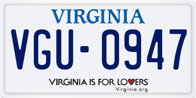 VA license plate VGU0947