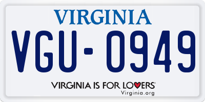 VA license plate VGU0949